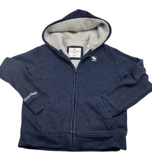 Abercrombie Kids Navy Sherpa Lined Zip Up Hoodie Size 9/10